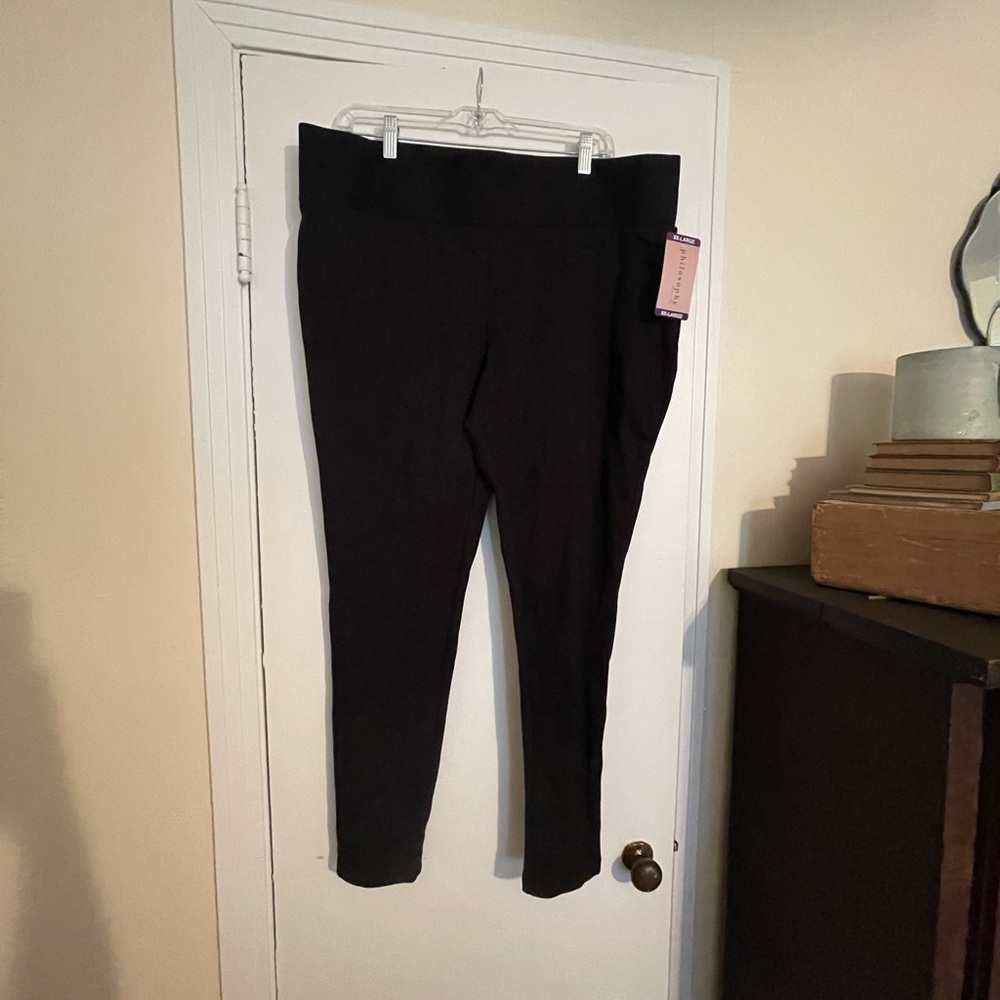 Extra wide waist band black leggings. NWT.